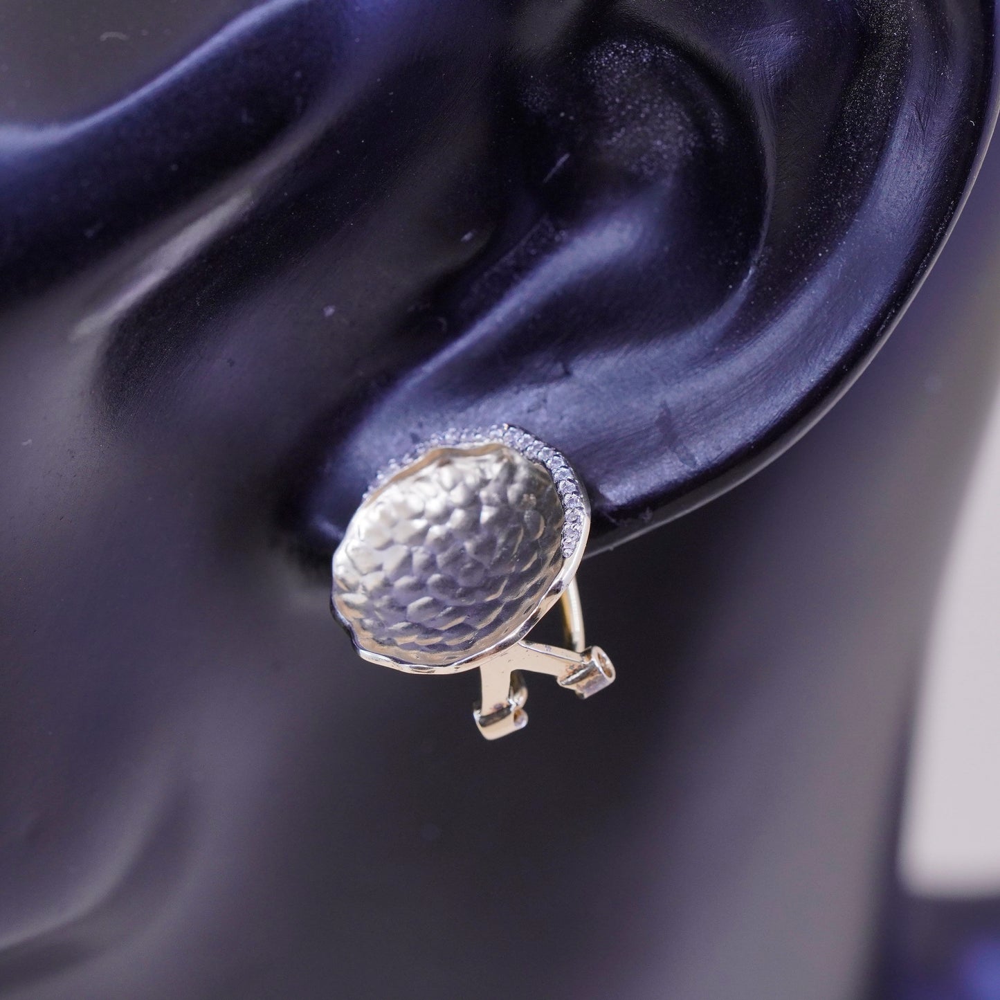 Gurhan vermeil 24K gold over Sterling silver earrings, 925 round studs diamonds