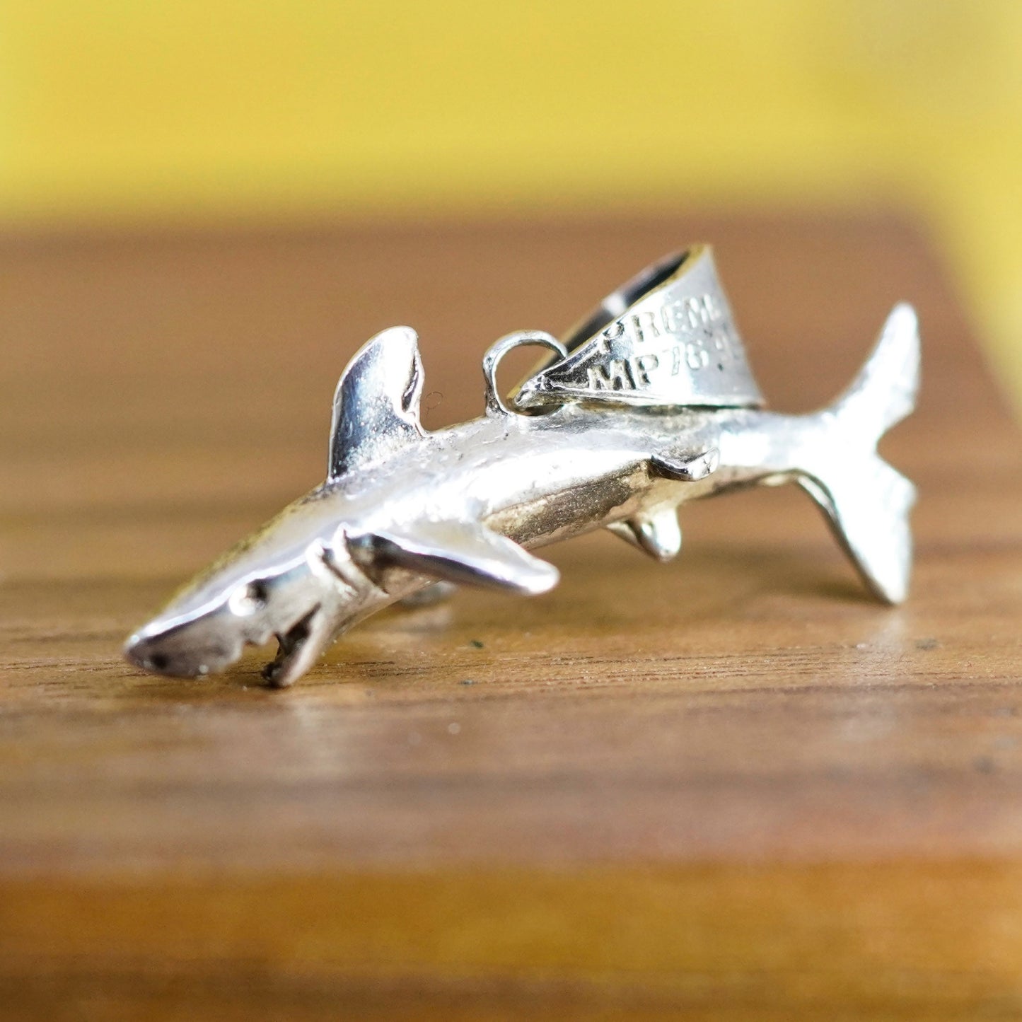 Vintage Sterling silver handmade pendant, 925 shark charm