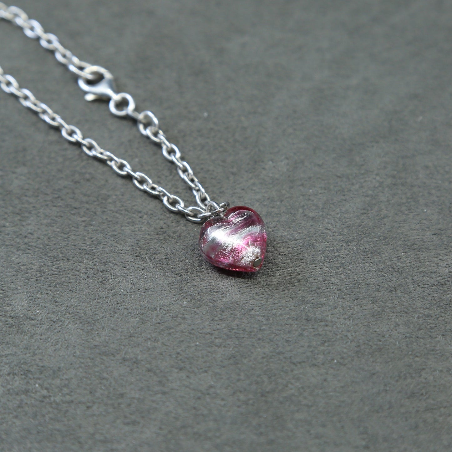 5.75", 3mm, sterling silver handmade bracelet, 925 circle chain, heart charm