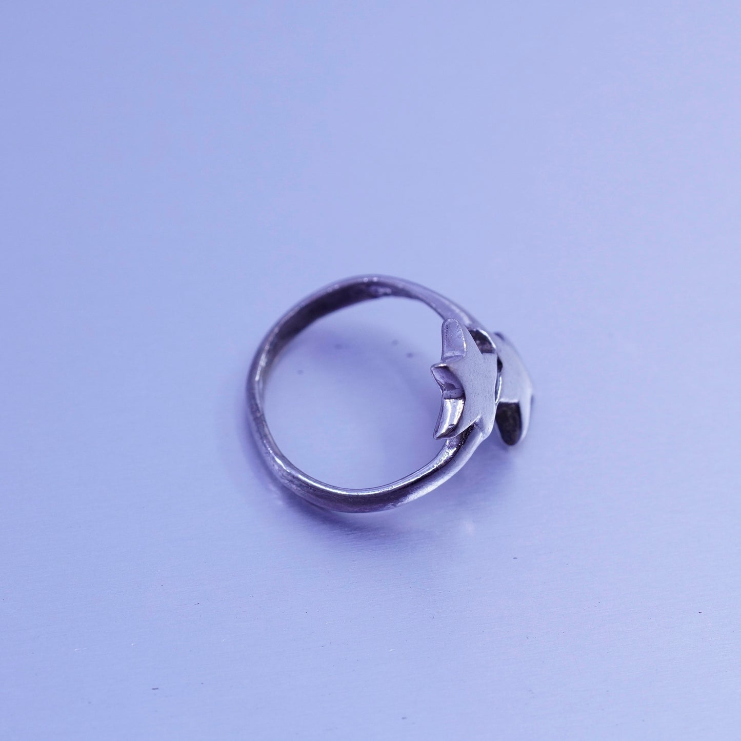 Size 5, vintage Sterling 925 silver handmade ring, star band