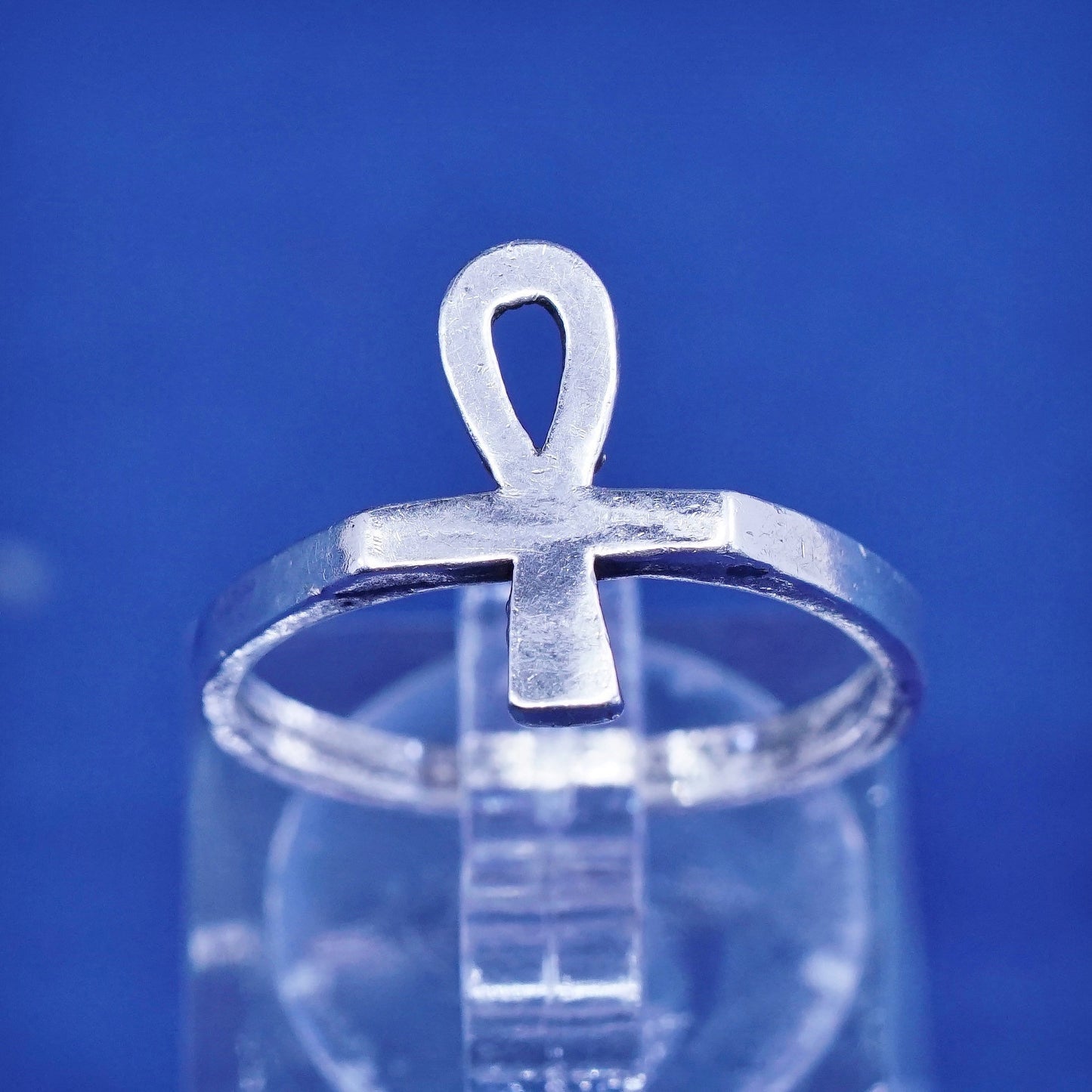 Size 6.5, sterling silver handmade ring, 925 Egyptian style ankh band