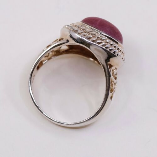Sz 9, Vtg Vermeil Gold Over CORAL RING 925 STERLING SILVER, Stamped 925