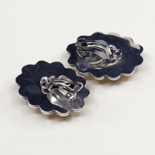 VINTAGE Mexico Handmade Sterling Silver, Solid 925 CLIP ON EARRINGS W Beads