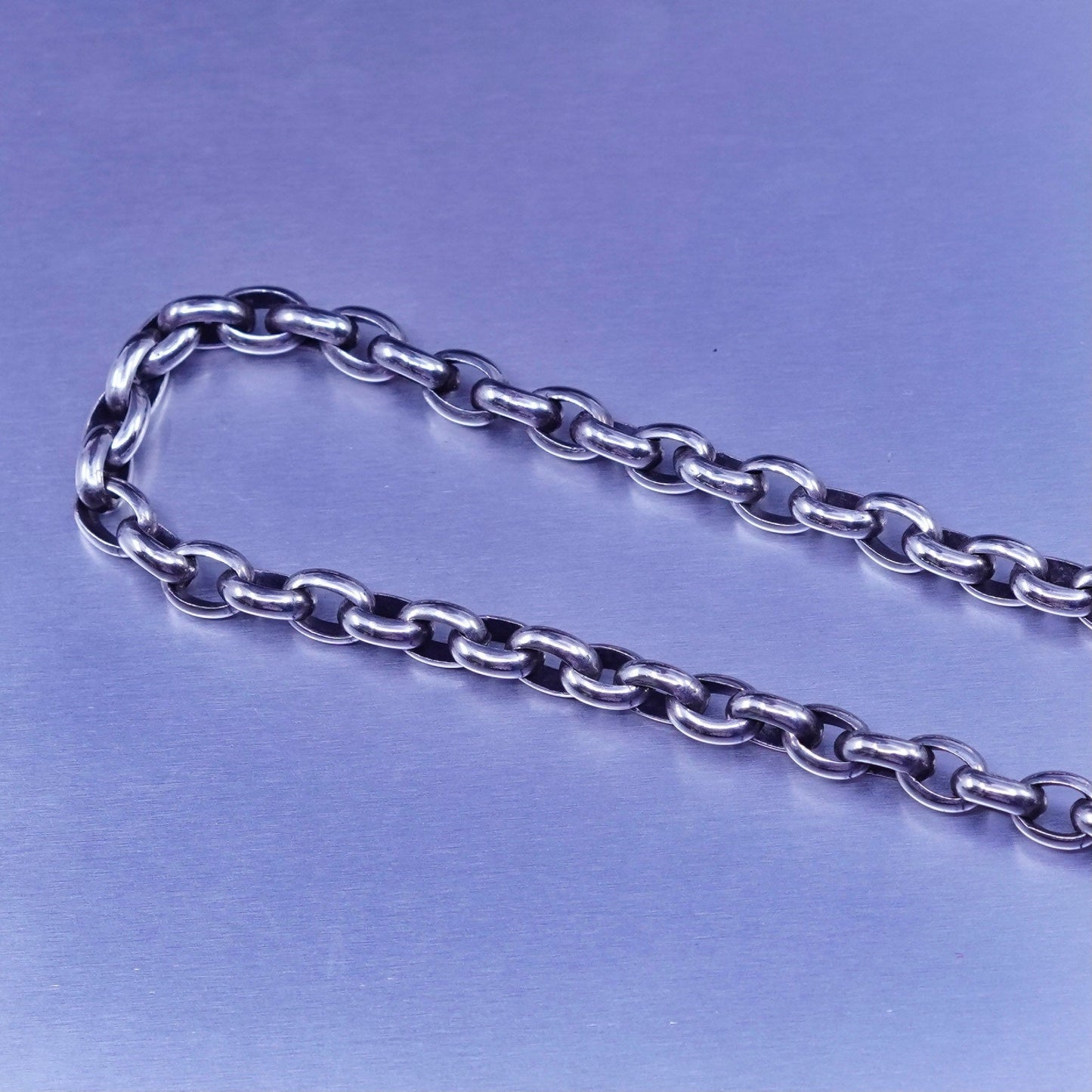 16” 4mm, vintage Italy Sterling 925 silver oval circle chain necklace