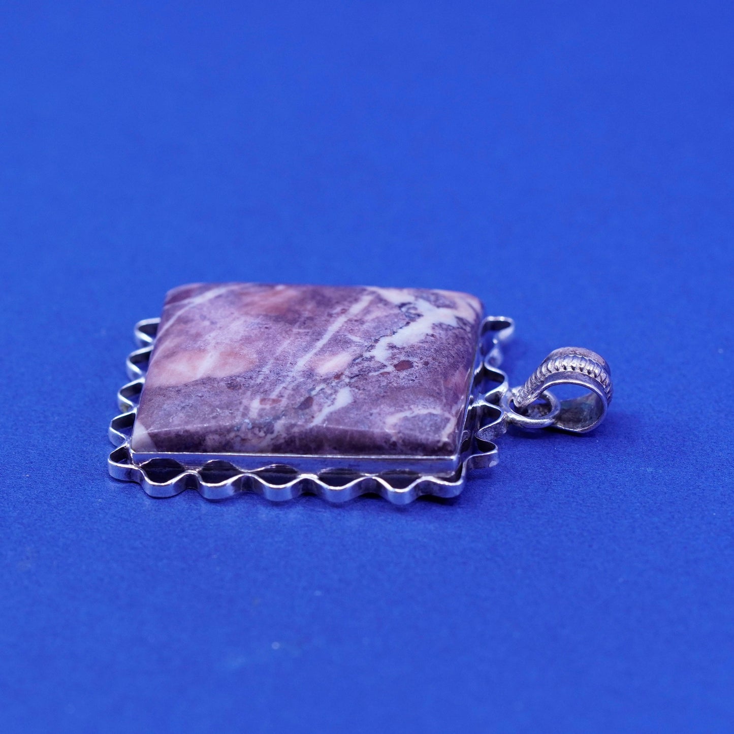 Vintage Sterling silver handmade pendant with purple jasper