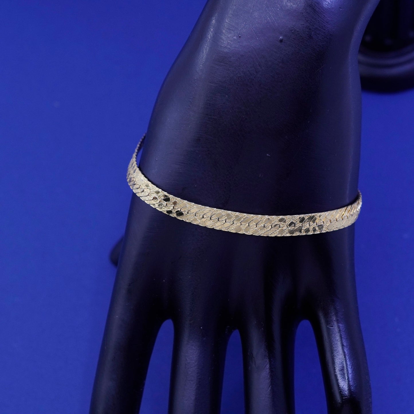 7.75”, vintage vermeil gold over Sterling silver bracelet 925 herringbone chain