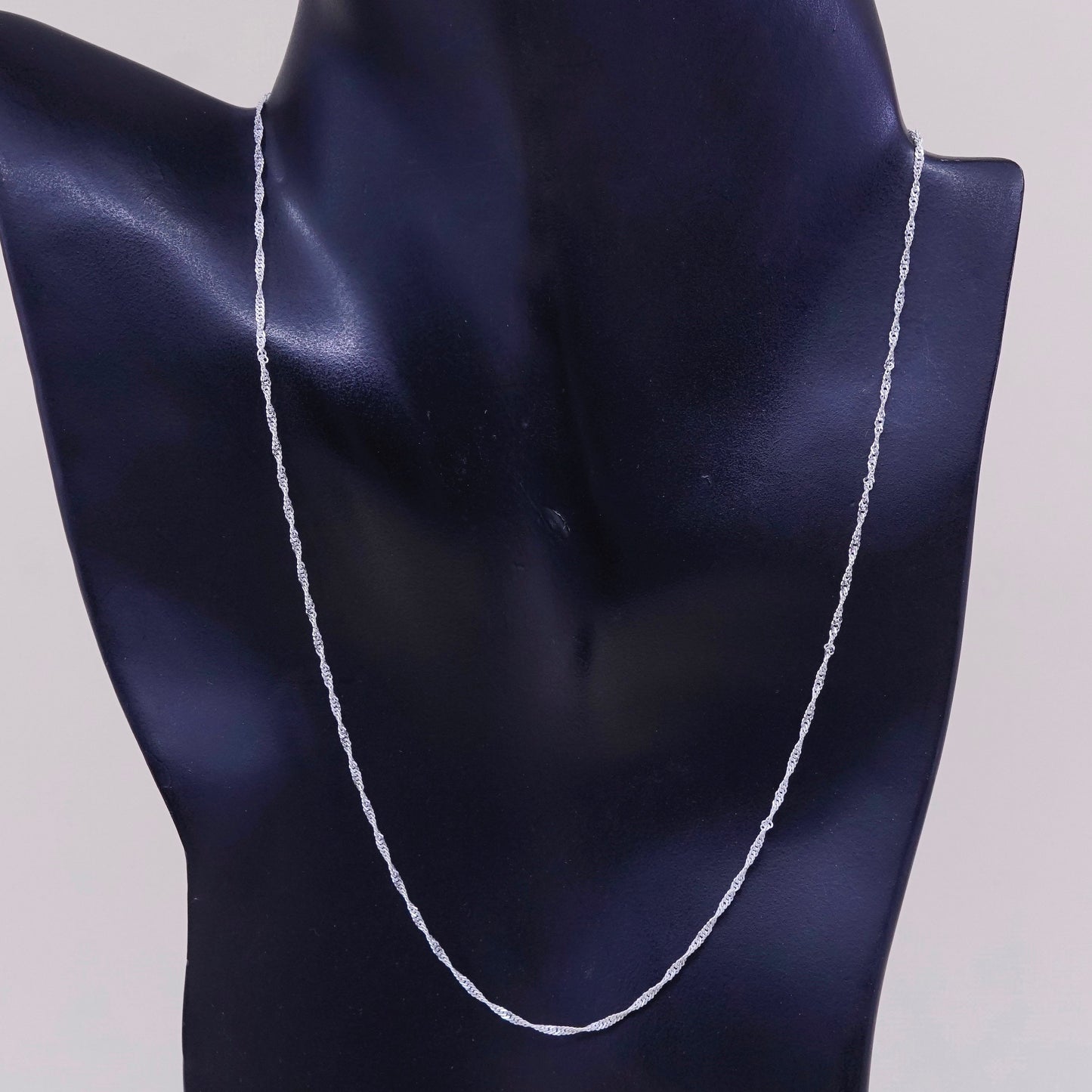 18”, 1.6mm, vtg sterling silver Italy 925 silver twisted curb chain, necklace