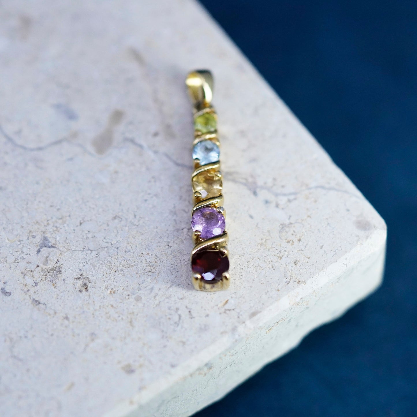 vermeil gold filled Sterling 925 silver pedant ruby citrine peridot amethyst