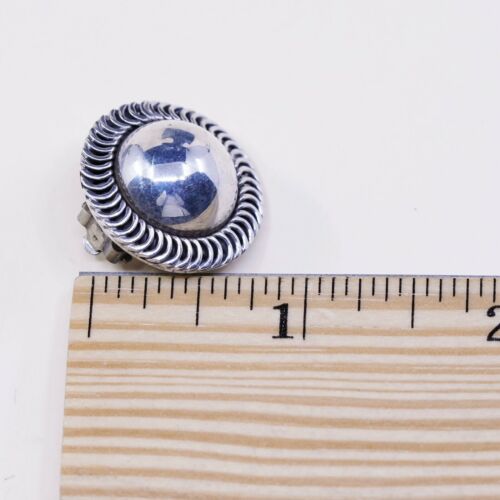 vintage Mexico Handmade Modern Sterling 925 Silver clip on, Round 925 earrings