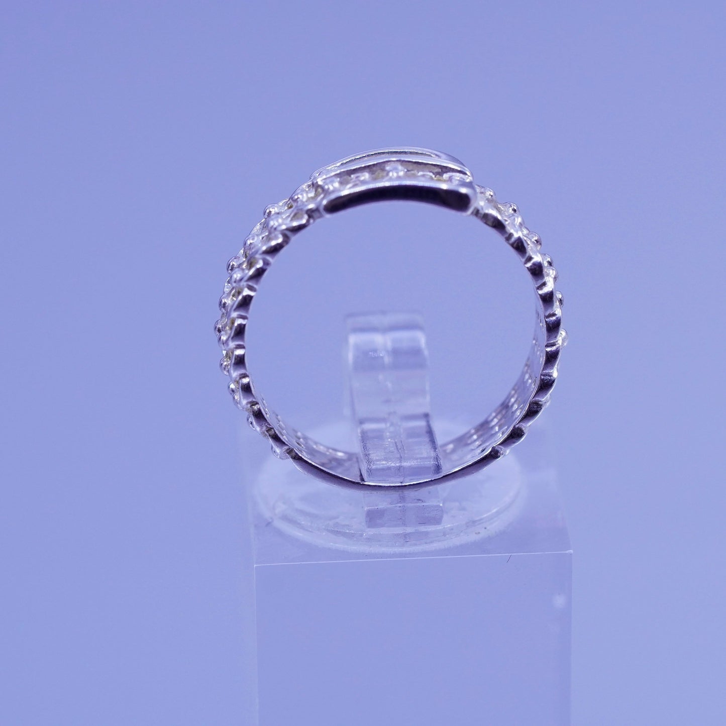 Size 7.25, vintage Sterling 925 silver handmade ring, filigree belt band