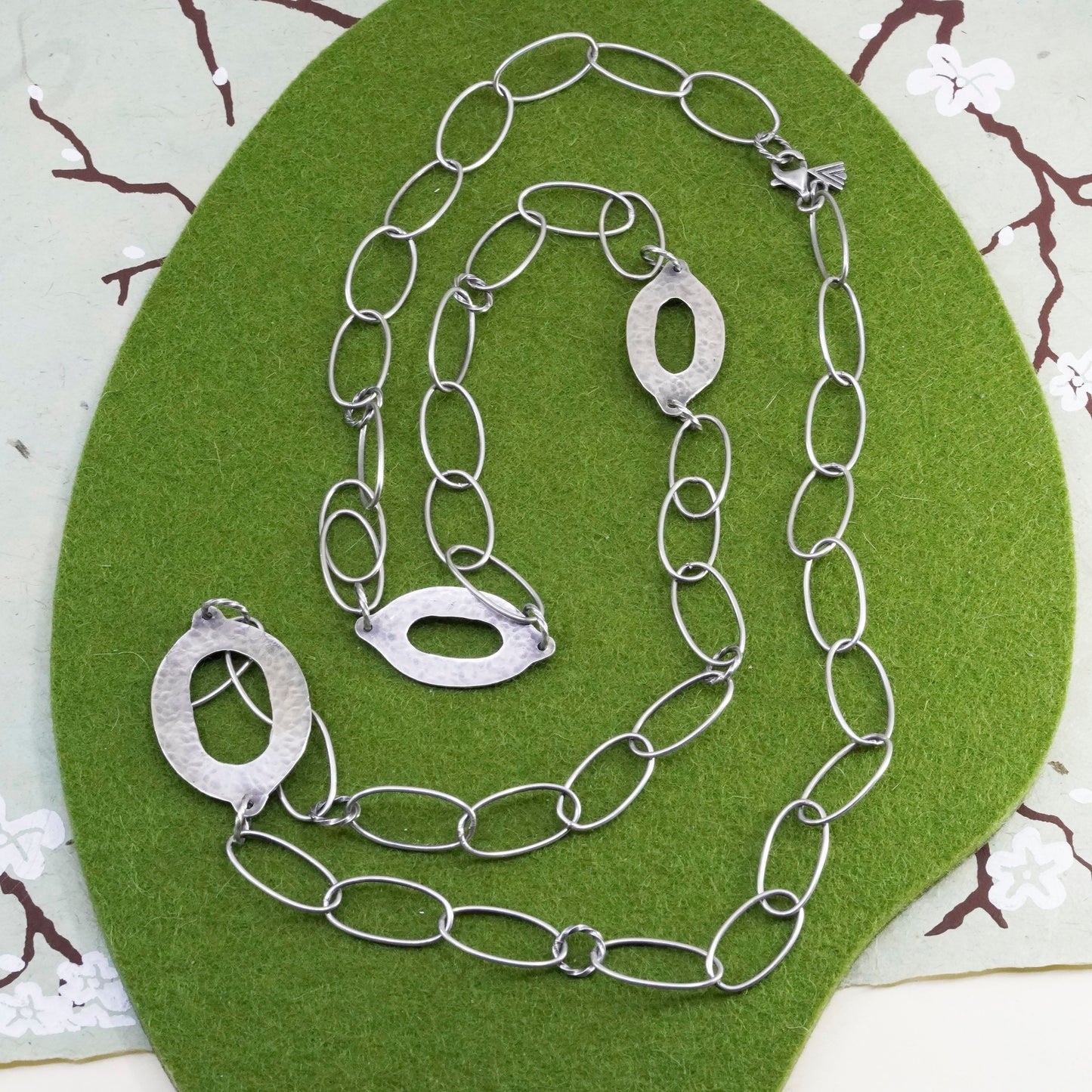 35”, Silpada N1506 925 Sterling Silver Oxidized Hammered extra long Necklace