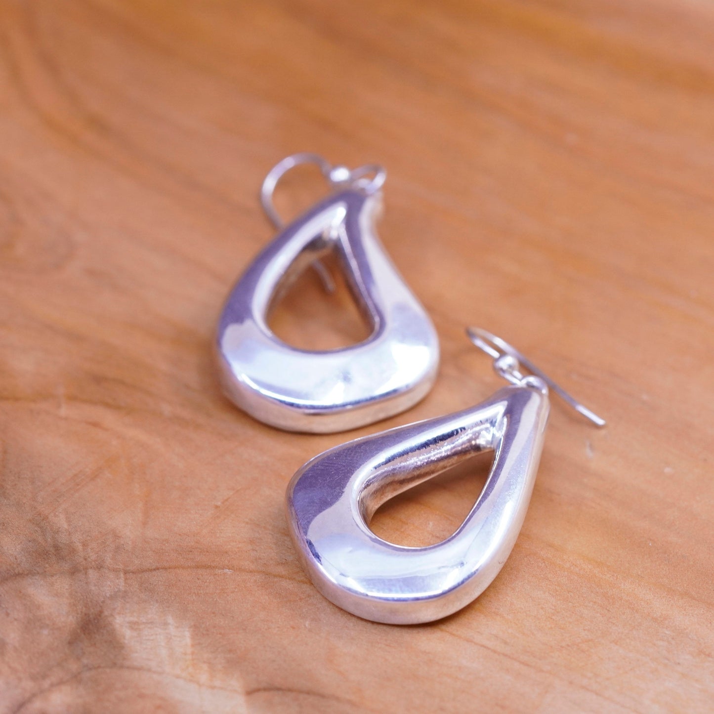 Vintage SSD Sterling silver handmade earrings, stuffed 925 teardrop drops