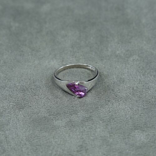 Sz 10.25, Sterling Silver Ring, 925 Silver Engagement Ring W/ pink Crystal