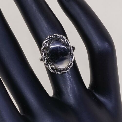 Sz 4, 1930s Clark & Coombs 925 sterling silver handmade ring W/ Dendritic agate