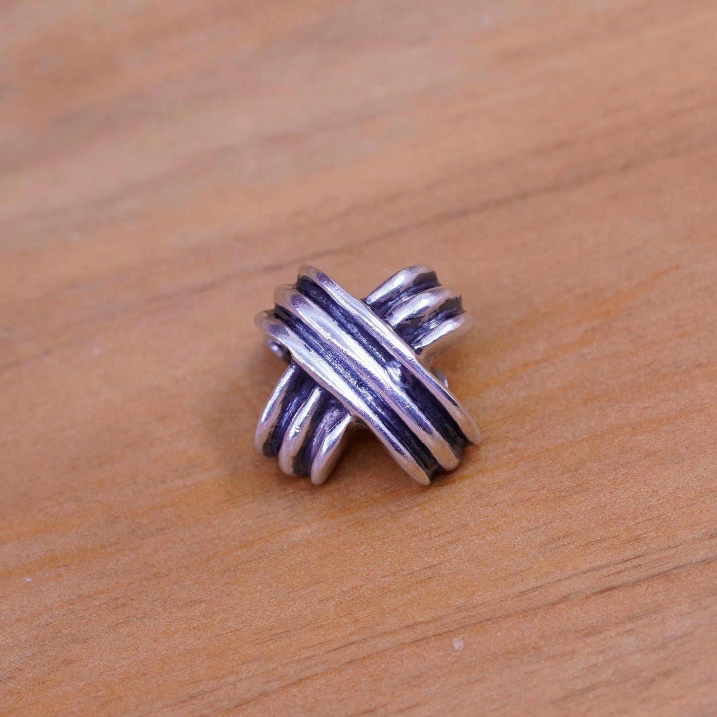 Vintage Zina Sterling silver handmade clip on earrings, 925 cross earrings