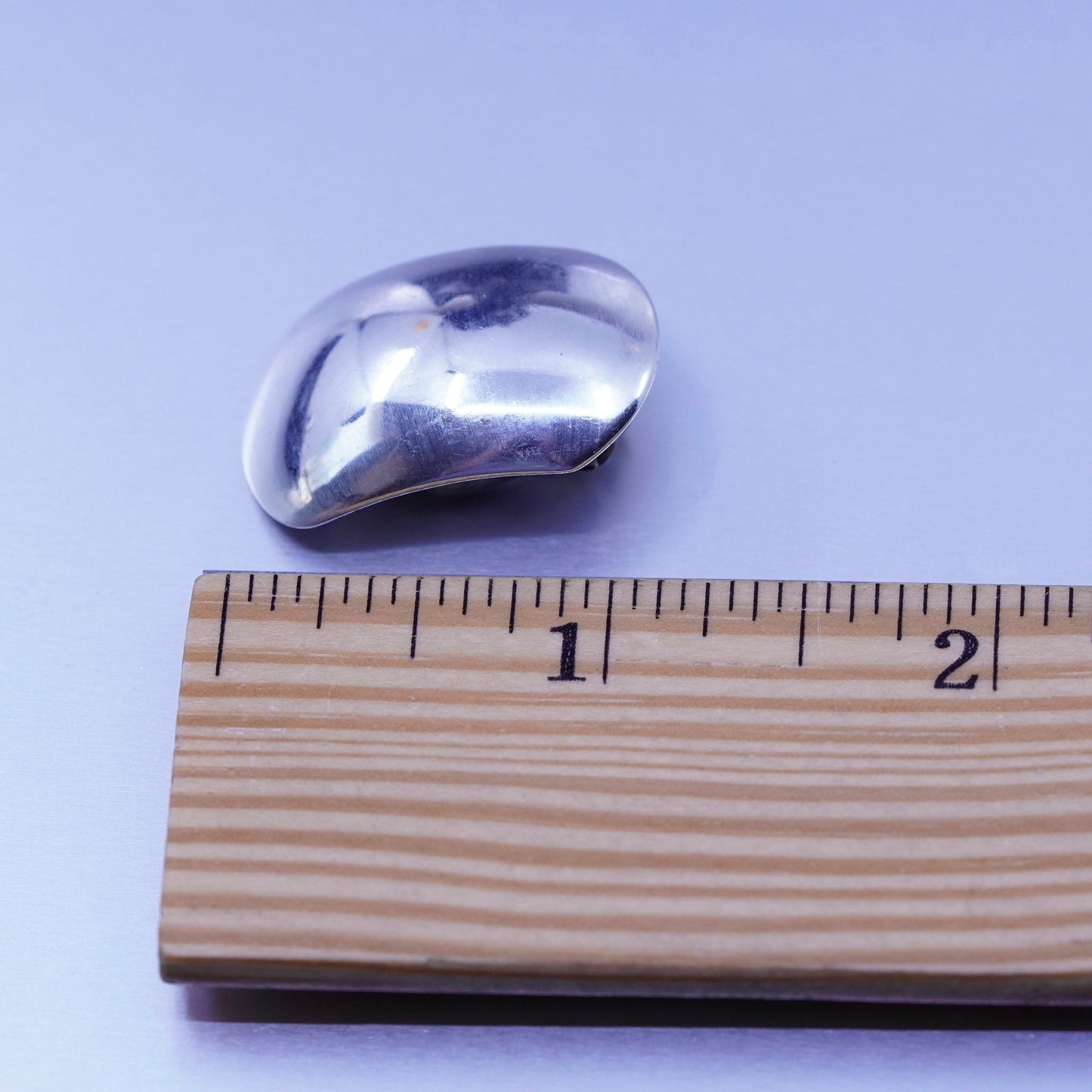 Vintage Sterling 925 silver handmade earrings, simple round oval clip on