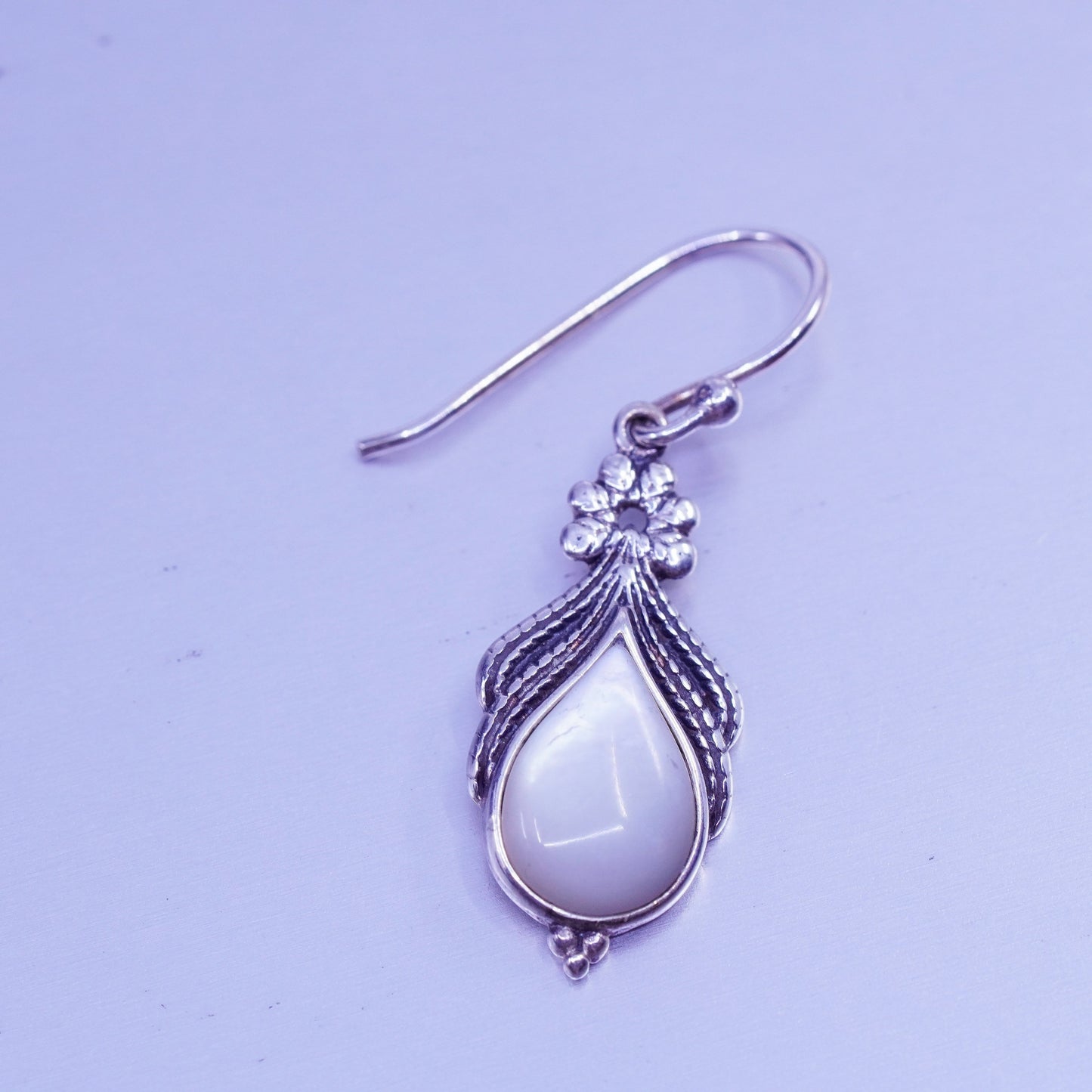 Vintage Sterling 925 silver handmade earrings with teardrop turquoise