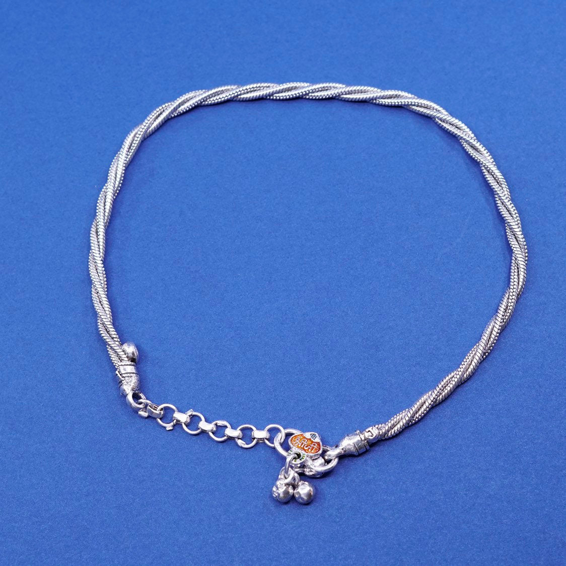 11.5", Sterling silver handmade ankle bracelet, 925 belly dancer anklet chime