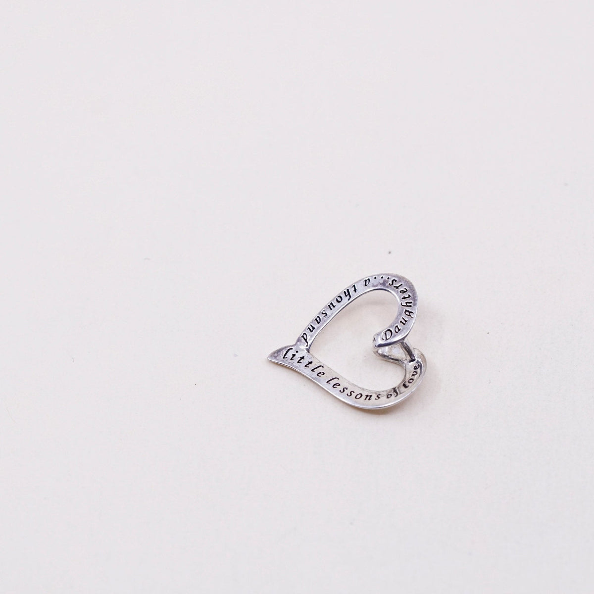 vtg Sterling silver inspirational quote pendant, 925 heart w/ “daughters love