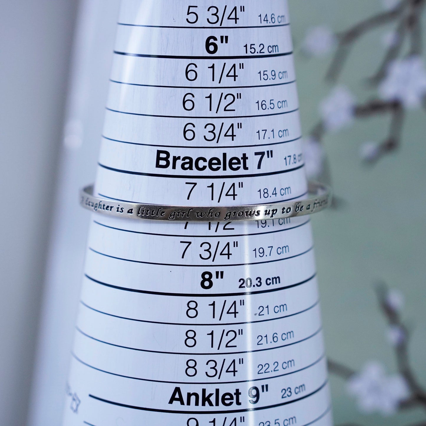 7.5”, Sterling silver bracelet, modern handmade 925 cuff “a daughter is a girl