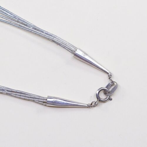 18”, Q.T Sterling handmade necklace, 925 Liquid Silver Multi Strands W/ Pendant