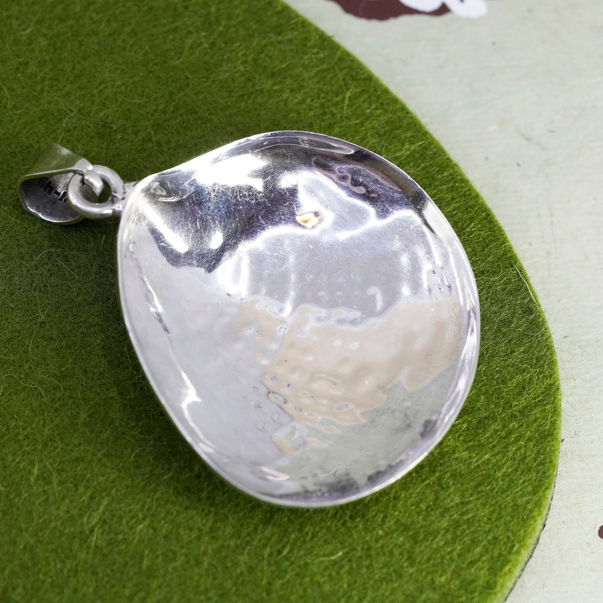 Vintage sterling silver handmade pendant, huge 925 shell