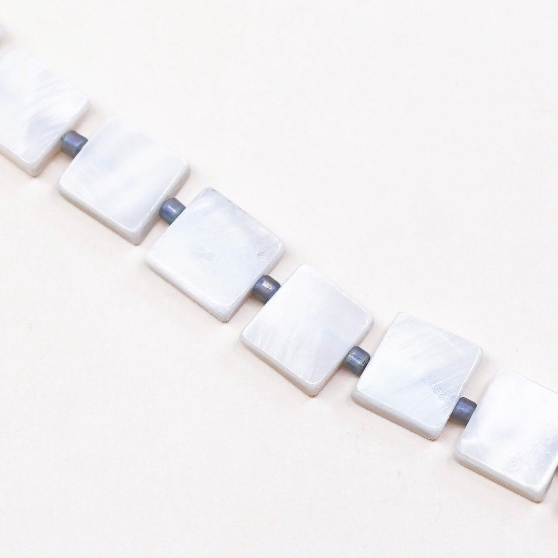 7.5”, VTG Sterling silver handmade bracelet, Mexico 925 w/ mother of pearl