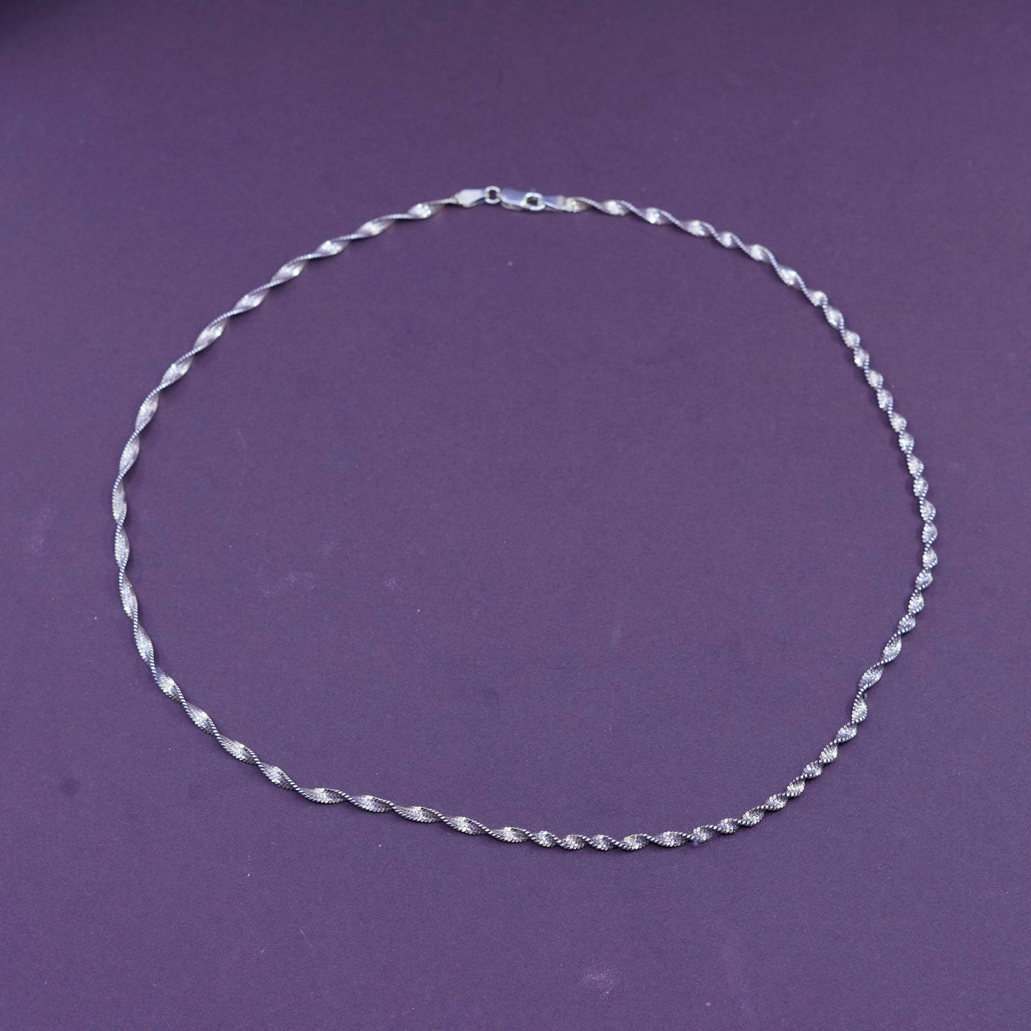 18”, vermeil gold over Sterling silver necklace, 925 twisted herringbone chain