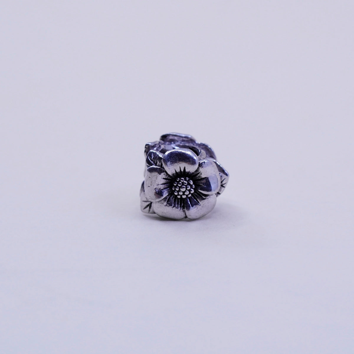 Vintage Sterling silver handmade flower pendant, 925 bead charm