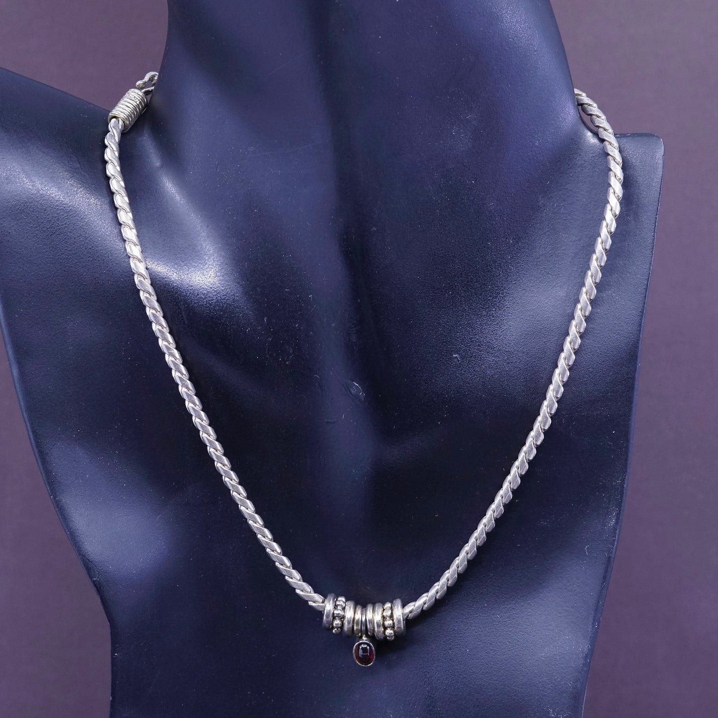 16”, S SKLARE Sterling silver necklace, 925 unique snake chain w/ beads charm