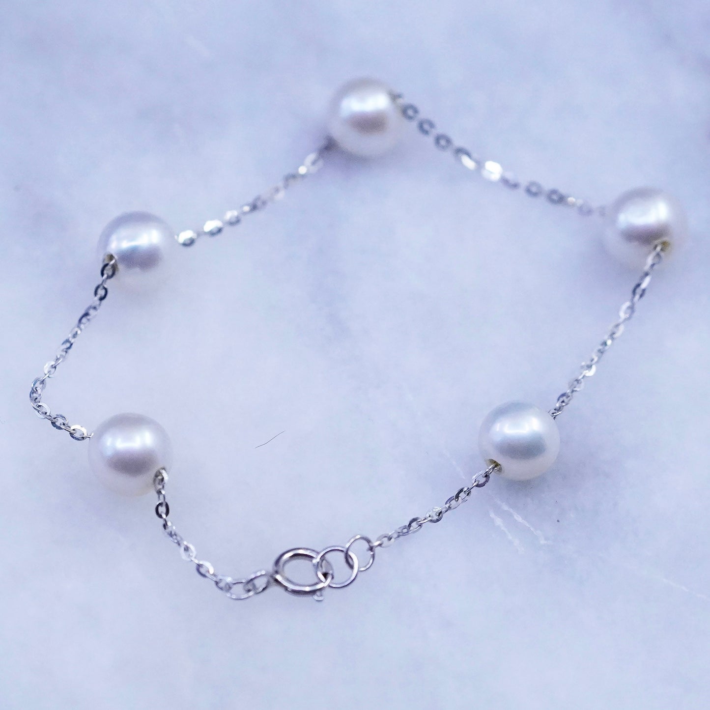 6”, Sterling silver handmade bracelet, 925 clasp with freshwater pearl beads