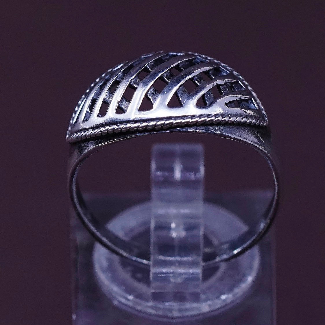 sz 8, vtg Sterling silver handmade ring, southwestern 925 wavy band