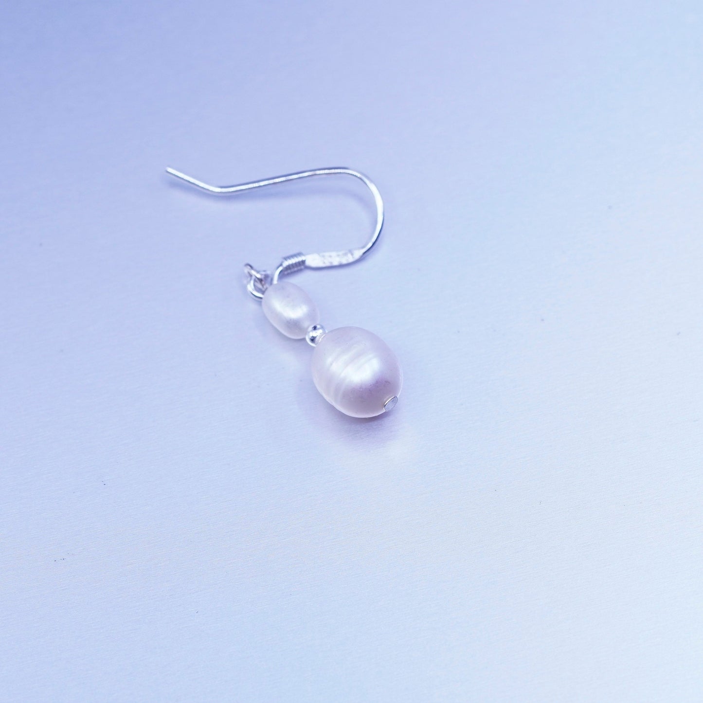 Vintage Sterling 925 silver handmade earrings with freshwater pearl