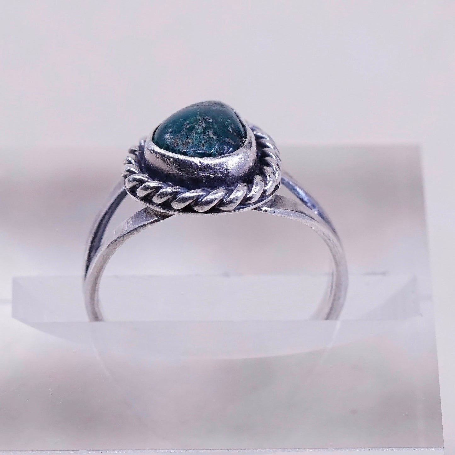 sz 4.5, Native American sterling silver ring, handmade 925 ring with turquoise