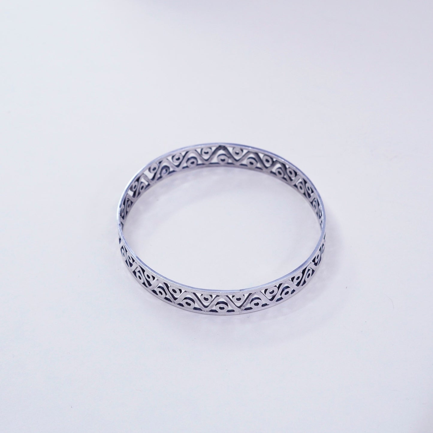 8”, vintage Taxco sterling silver handmade bracelet, 925 bangle with filigree