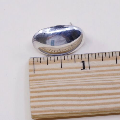 Vintage Simple Sterling 925 Silver Handmade High Polished Mexico Earrings
