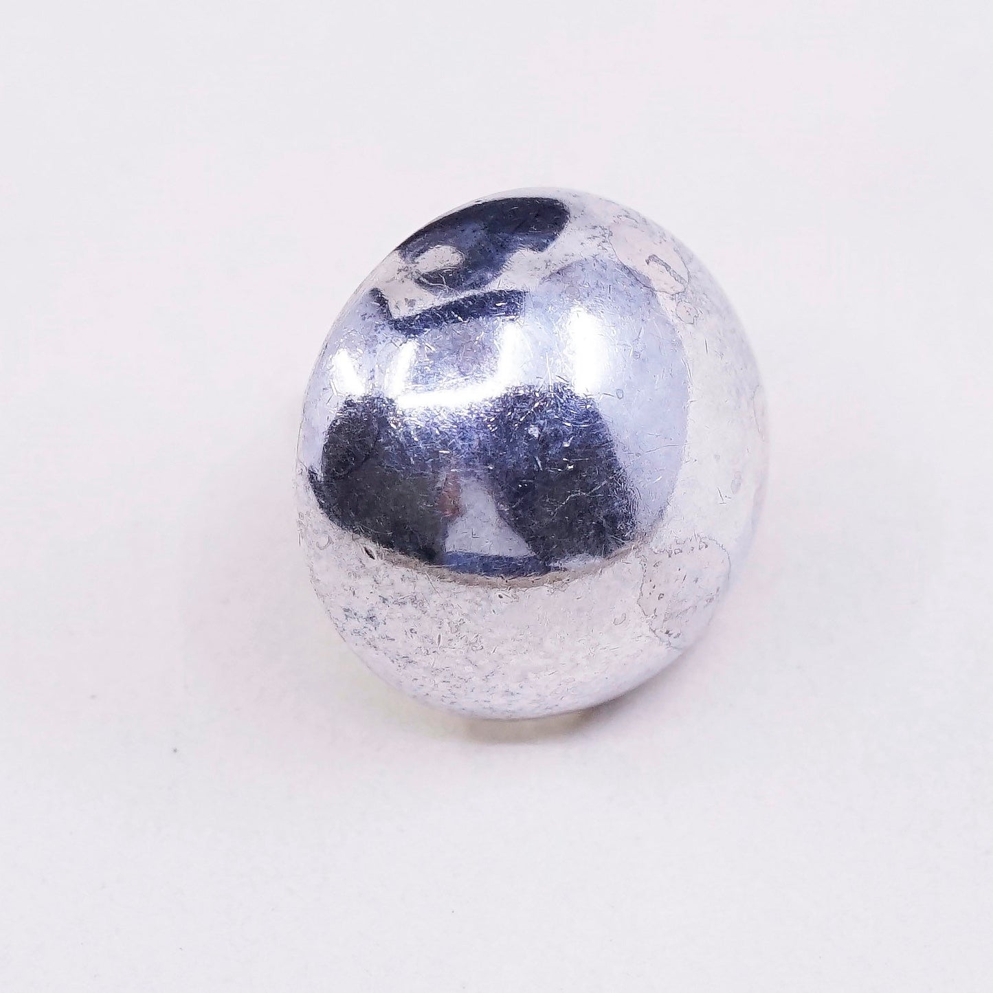 0.5”, Vintage sterling silver button studs, handmade puffy 925 earrings