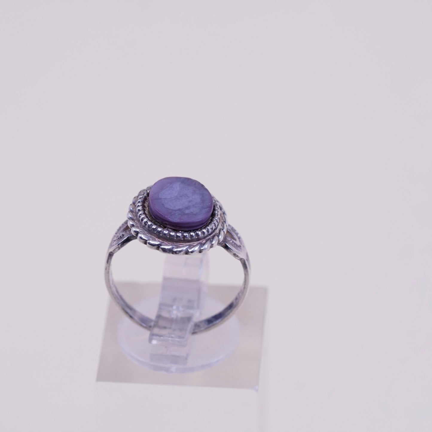 Size 5.5, vintage Sterling silver handmade ring, 925 with purple stichtite