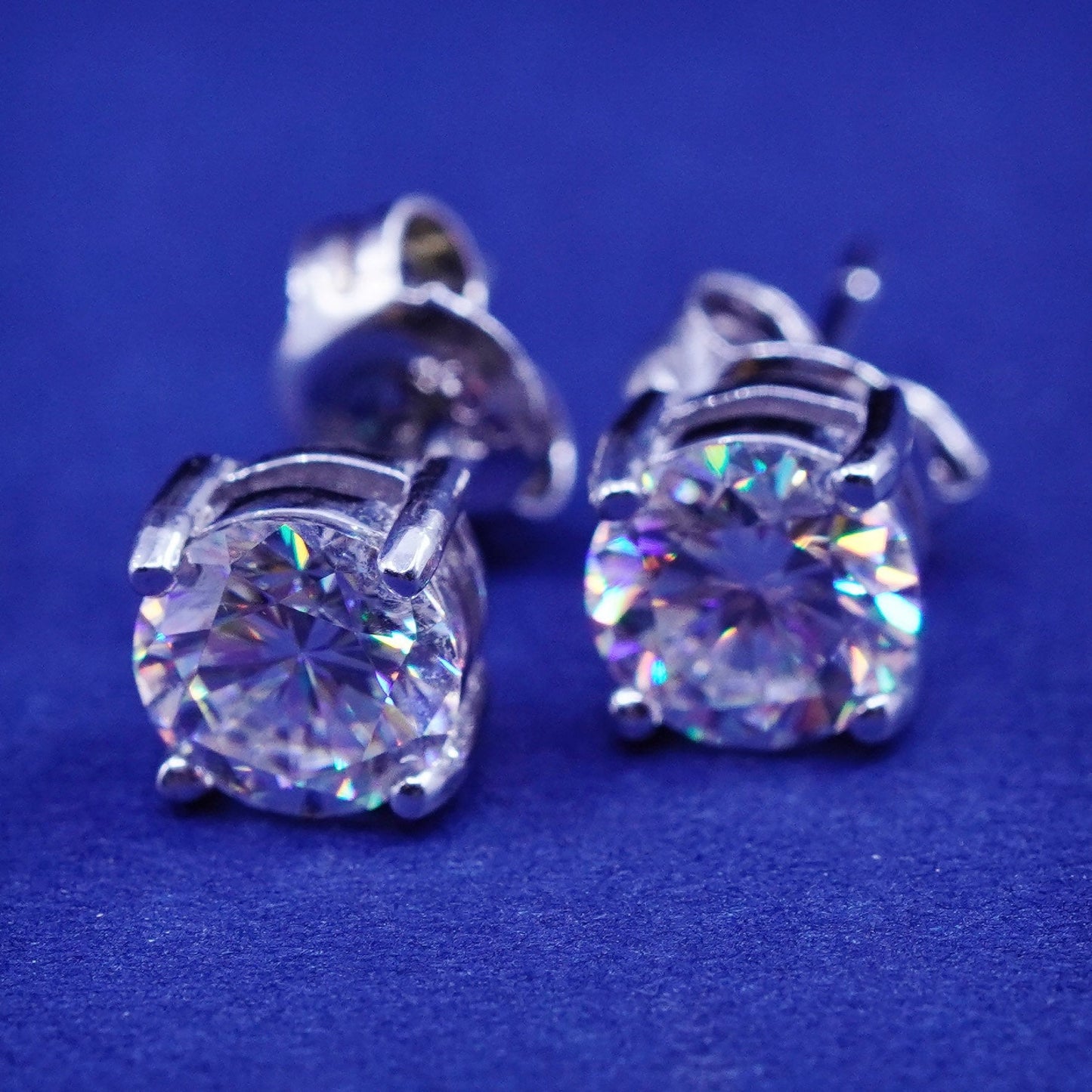 5mm, Vintage sterling silver handmade earrings, 925 studs with CZ