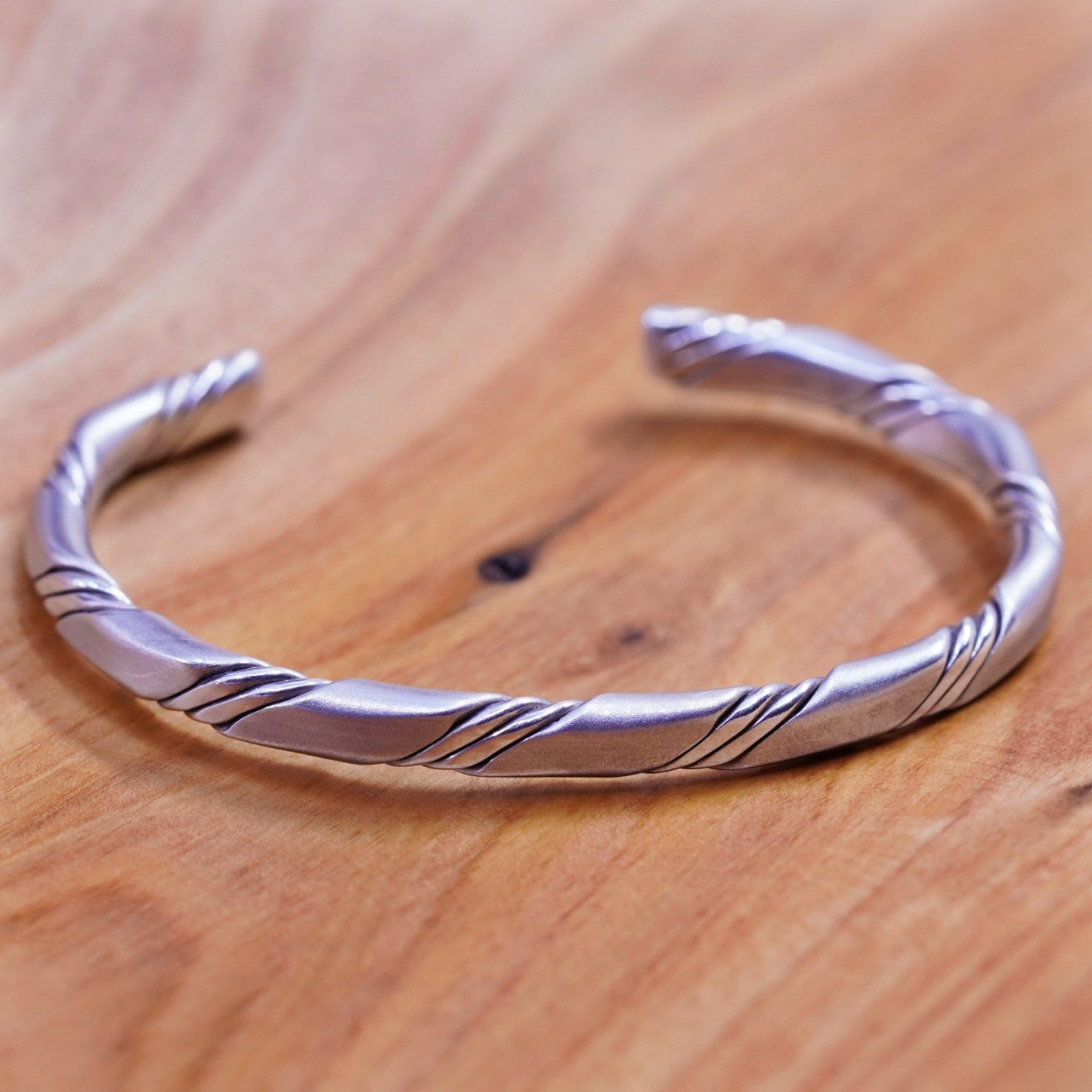 6”, Vintage Sterling silver handmade bracelet, 925 braided woven cable cuff