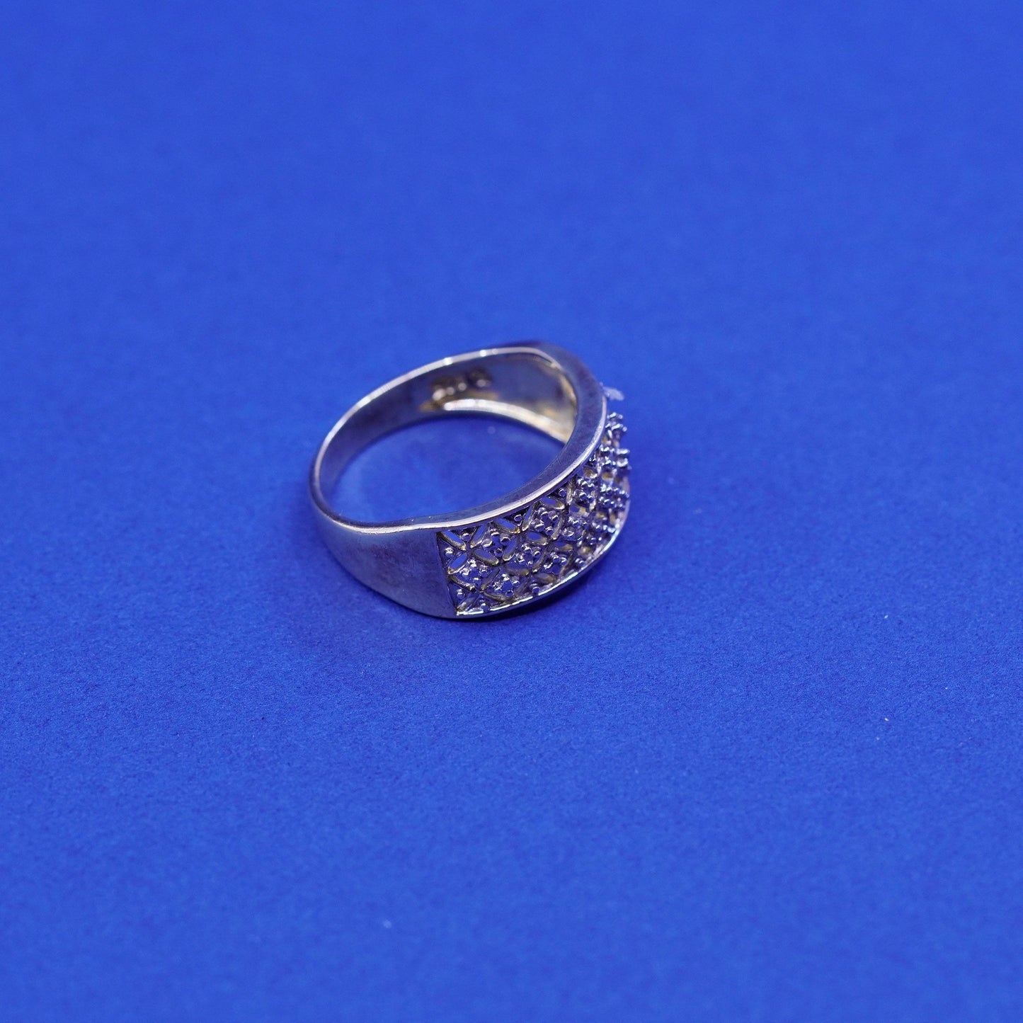 Size 8, vermeil gold filled Sterling silver engagement ring, 925 band diamond