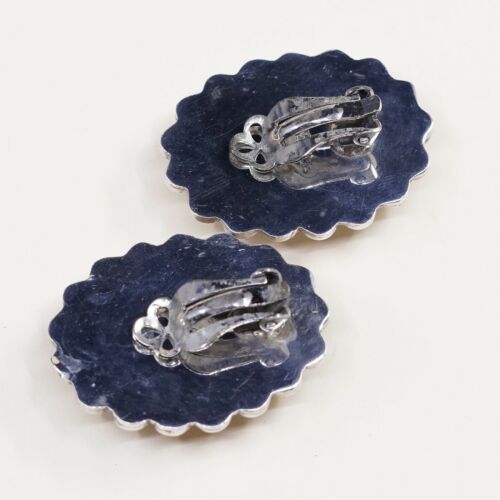 VINTAGE Mexico Handmade Sterling Silver, Solid 925 CLIP ON EARRINGS W Beads