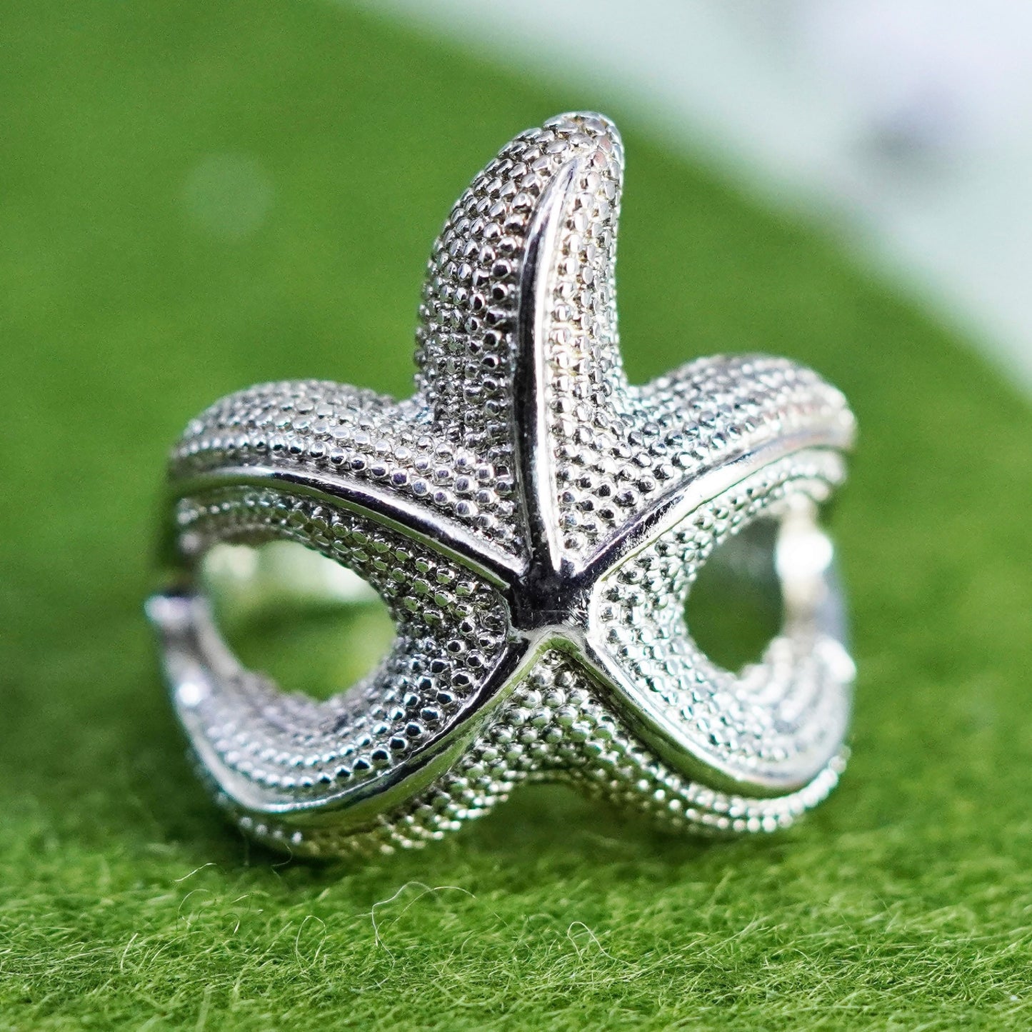 Size 7.5, vintage Sterling silver handmade ring, 925 starfish band
