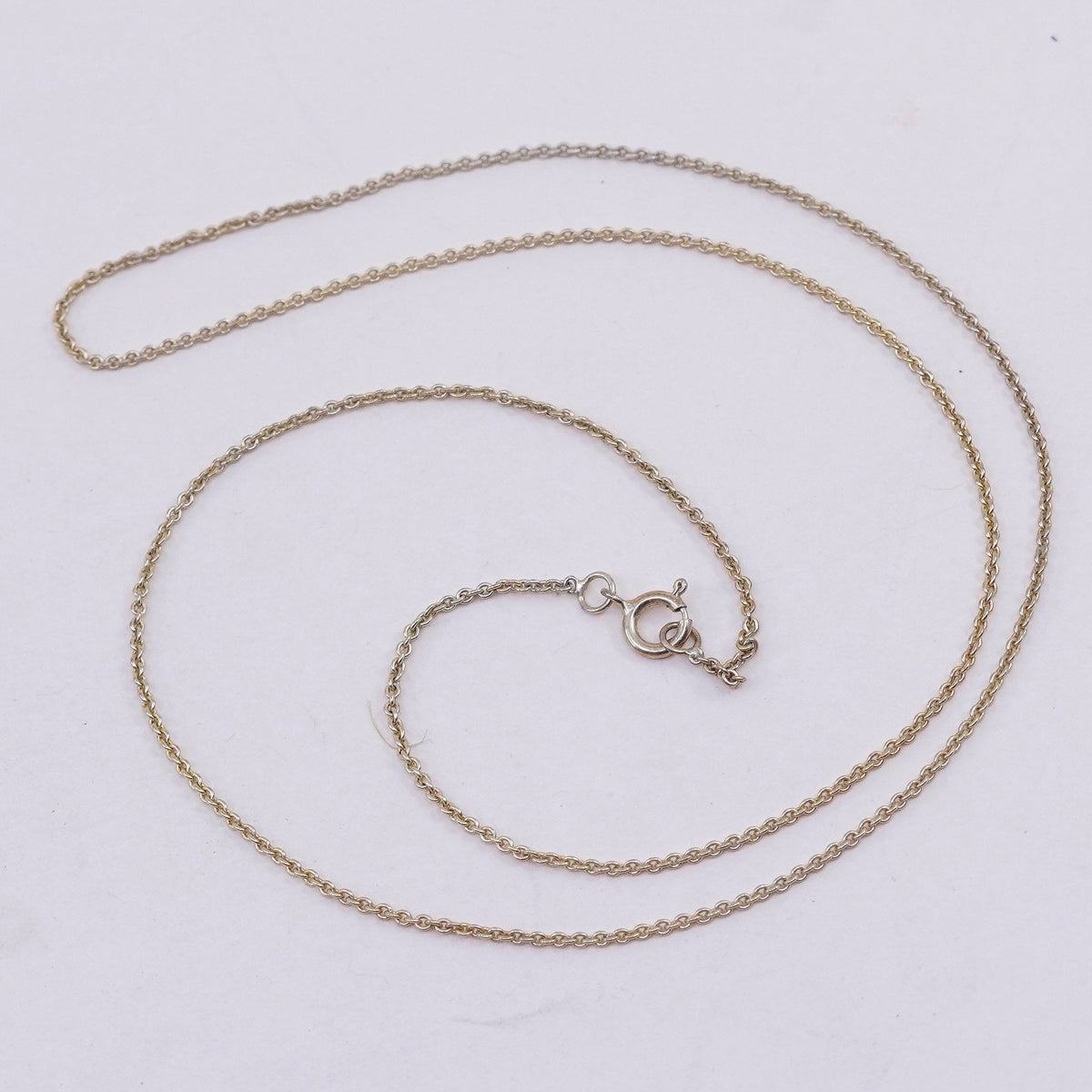 18”, 1mm, vintage vermeil gold over Sterling silver necklace, 925 circle chain