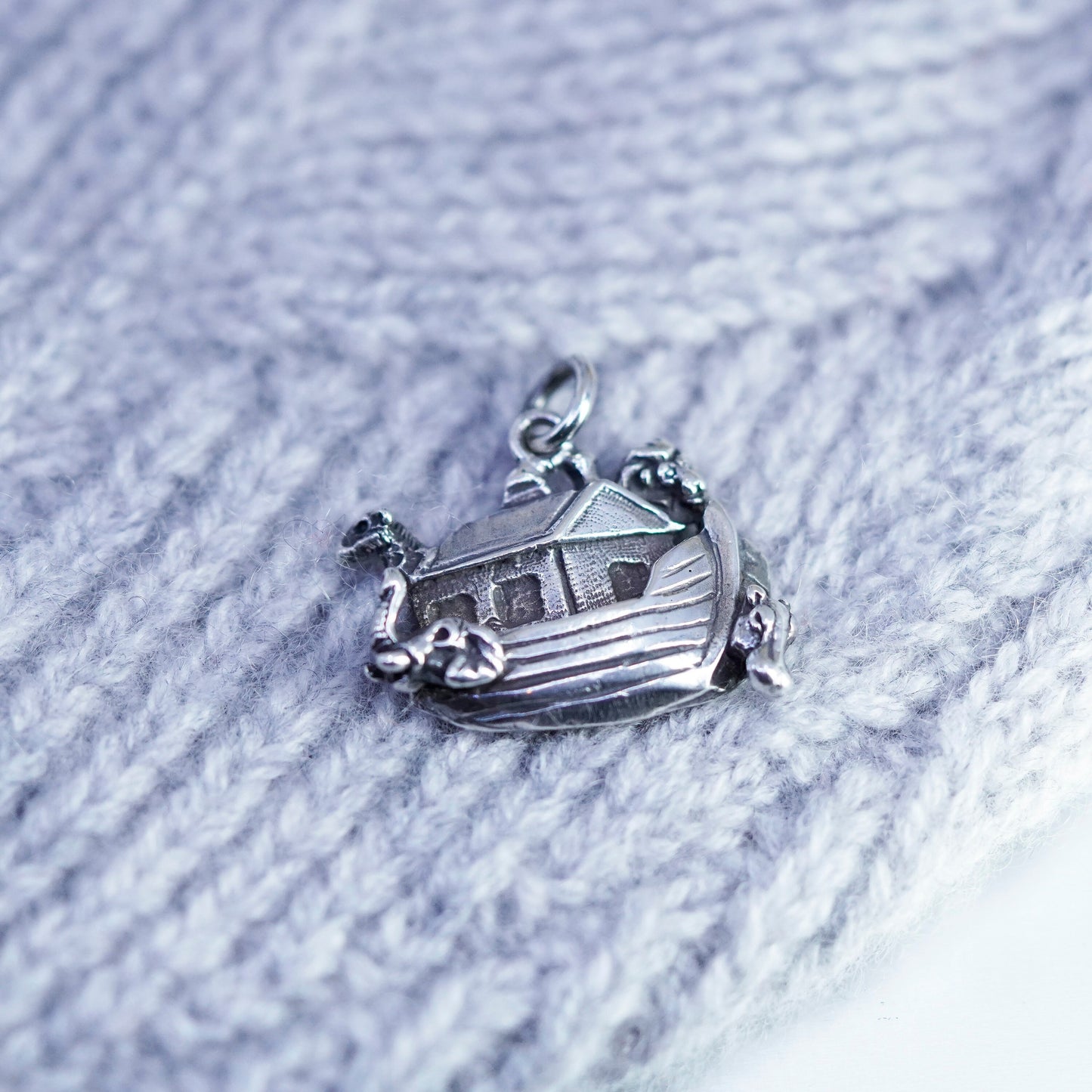 vtg Noah’s ark sterling silver charm 925 elephant giraffe lion rhino pendant