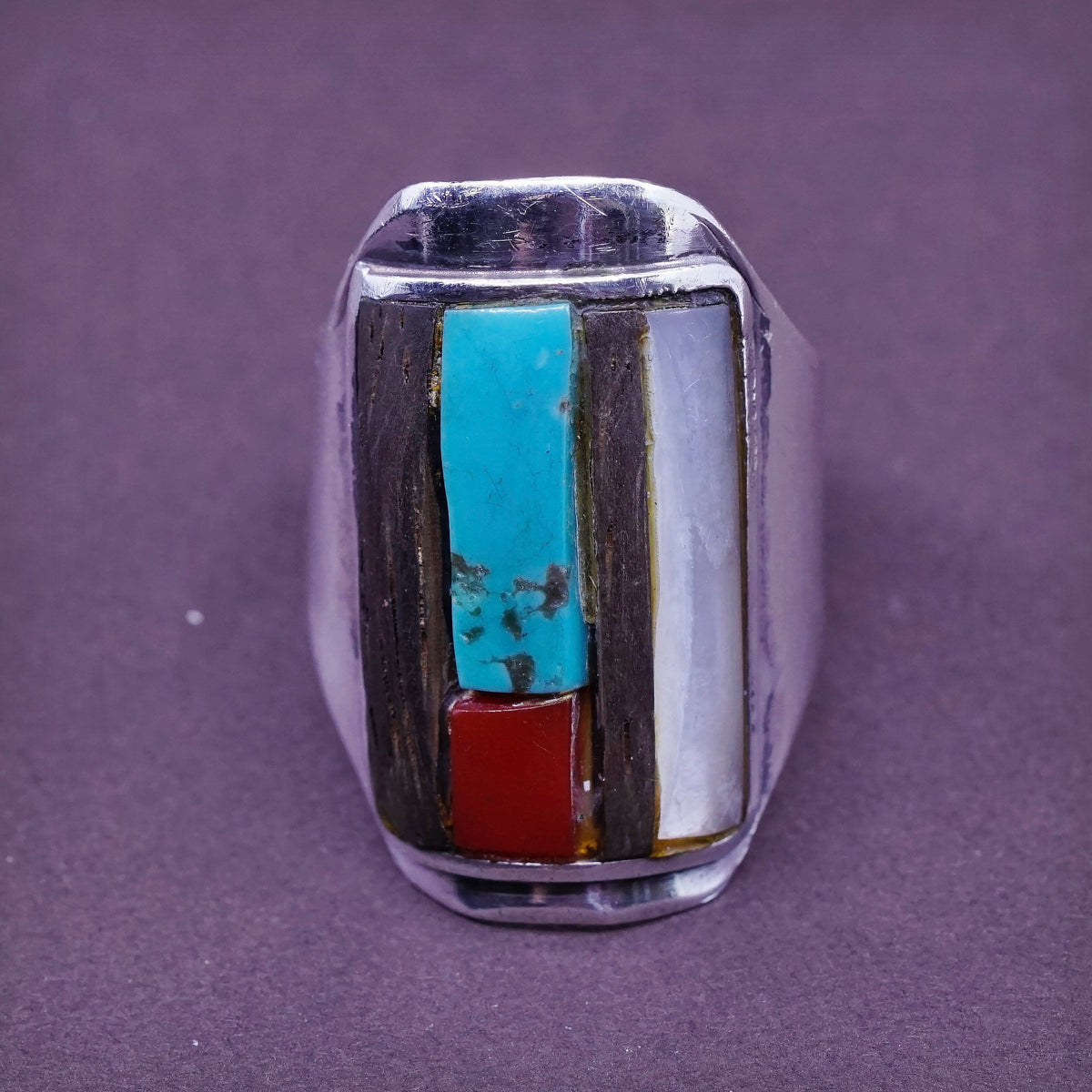 sz, Native American Sterling 925 silver ring, navajo jewelry with turquoise
