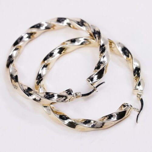 2”, Turkey Vermeil gold over Sterling Silver Twisted hoops 925 Handmade Earrings