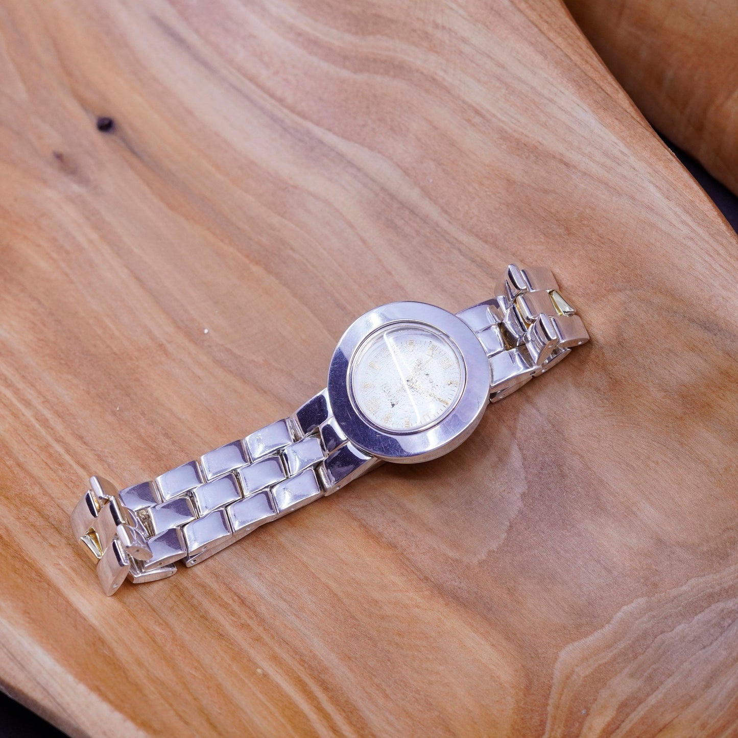 Vintage ecclissi round face watch with sterling 925 silver watch band