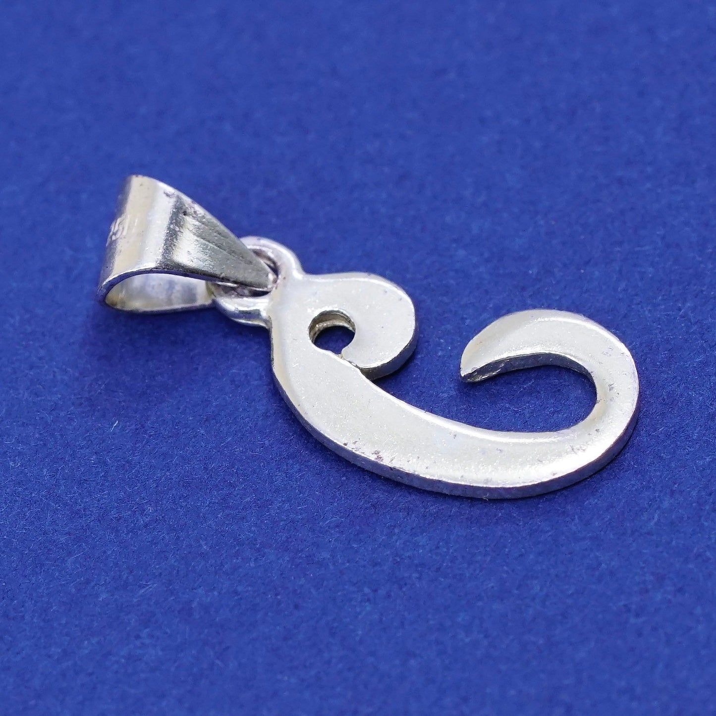 Vintage sterling silver handmade pendant, 925 initial charm, letter “C”