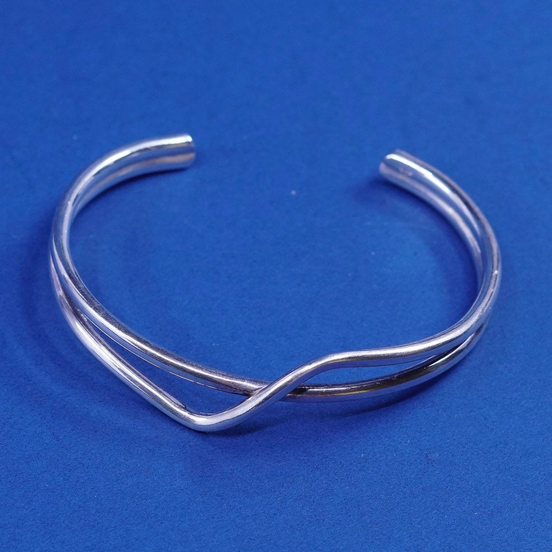 7", vtg Sterling silver handmade bracelet, 925 entwined knot cuff